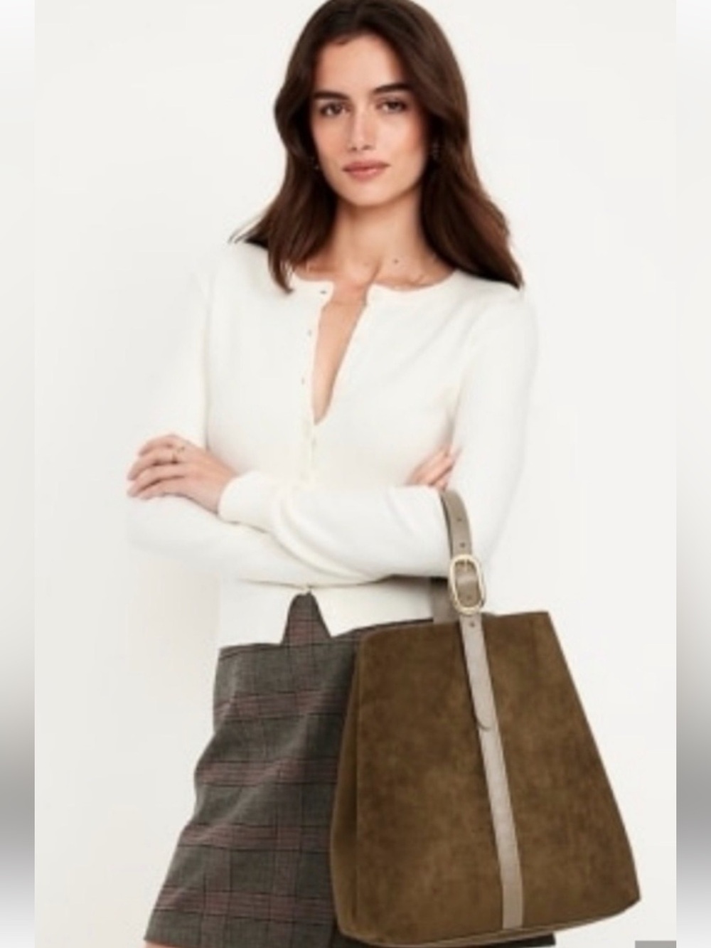 Old Navy Medium Carrie Tote Bag- Olive Suede NWT